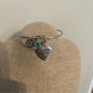 Mommy To Be December Birthstone Silver Charm Bracelet